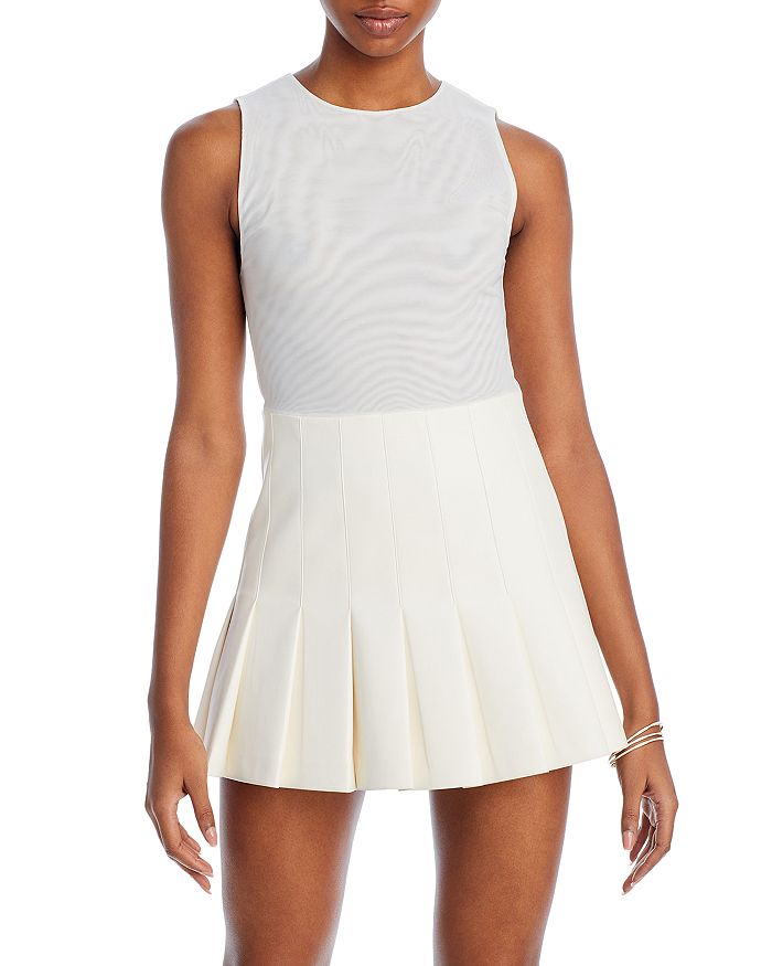 Alice and Olivia Chara Mixed Media Pleated Dress Bloomingdale s