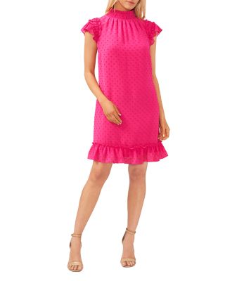 CeCe - Mock Neck Clip Dot Dress