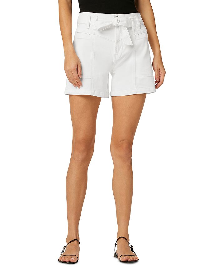 Hudson High Rise Belted Denim Utility Shorts in White Bloomingdale's