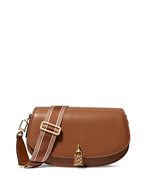 Shop Michael Michael Kors Mila East West Medium Leather Messenger Bag In Luggage