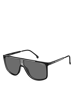 Shop Carrera Flat Top Shield Sunglasses, 61mm In Black/gray Polarized Solid