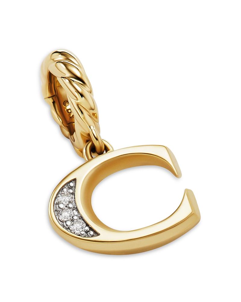 David Yurman 18K Gold Amulets Diamond Pave Initial Pendant