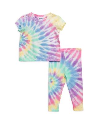 Splendid - Girls' Rainbow Tie Dye Eyelet Short Sleeve Tee & Leggings Set - Baby
