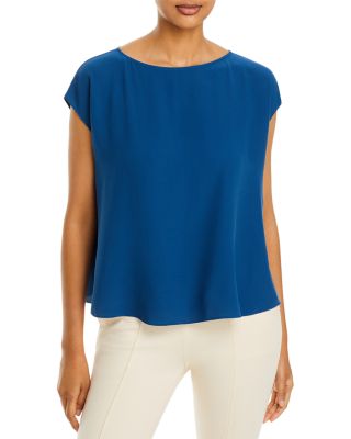 Eileen Fisher - Silk Gathered Cap Sleeve Top