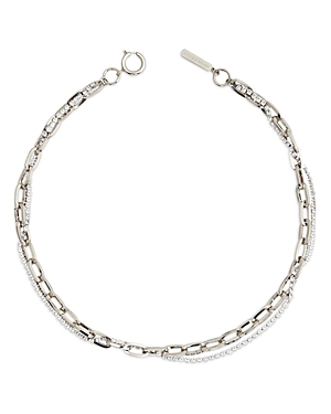 Justine Clenquet Kirsten Crystal Woven Paperclip Chain Choker Necklace In Gold Tone Or Palladium Tone, 15.74l In Silver