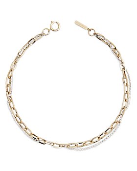 Justine Clenquet - Kirsten Crystal Woven Paperclip Chain Choker Necklace in Gold Tone or Palladium Tone, 15.74"L