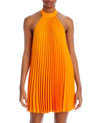 Alice and Olivia Aviana Pleated Halter Mini Dress | Bloomingdale's