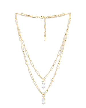 Double Layer Crystal Pendant Necklace, 18-20