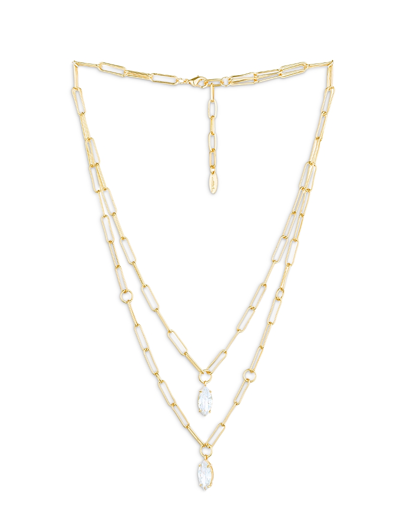Ettika Double Layered 18k Gold Plated Crystal Pendant Necklace In Gold