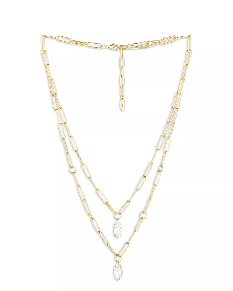 Ettika Double Layer Crystal Pendant Necklace, 18