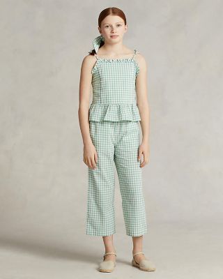 Ralph Lauren Girls' Gingham Cotton Madras Top and Pants - Little 