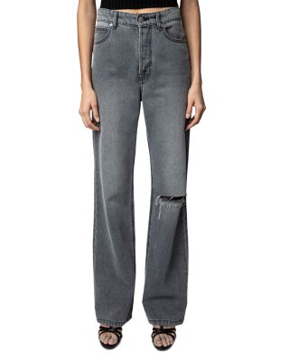 Zadig & Voltaire - Evy Ripped Flared Jeans in Gris
