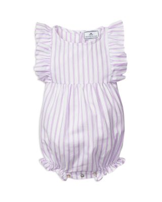 Petite Plume - Girls' Lavender French Ticking Ruffled Romper - Baby