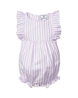 Shop Petite Plume Girls' Lavender French Ticking Ruffled Romper - Baby In White