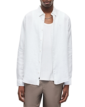 Shop Allsaints Cypress Long Sleeve Button Front Shirt In Optic White