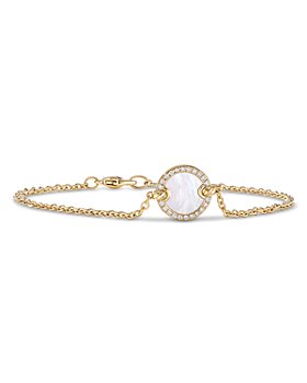 David Yurman - Petite DY Elements® 18K Yellow Gold Mother-of-Pearl & Pavé Diamonds Center Station Chain Bracelet