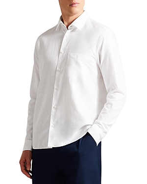 Ted Baker Kingwel Long Sleeve Button Front Shirt In White