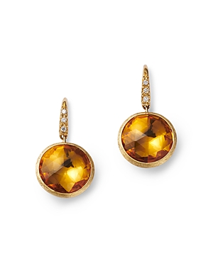 Marco Bicego 18k Yellow Gold Jaipur Diamond & Citrine Hook Earrings In Orange/gold
