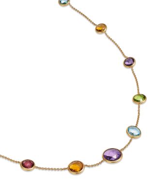 18K Yellow Gold Jaipur Multi Gemstone Necklace, 18" + 1.5" extender