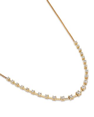 Diamond Station Tennis Necklace in 14K Yellow Gold, 1.0 tcw 