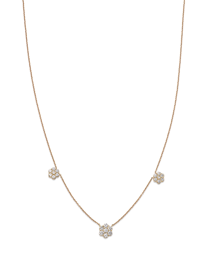 Bloomingdale's Fine Collection Diamond Flower Station Collar Necklace in 14K Yellow Gold, 0.75 tcw