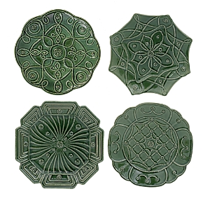 Juliska Veronica Beard Jardins du Monde Assorted Green Party Plates, Set of 4