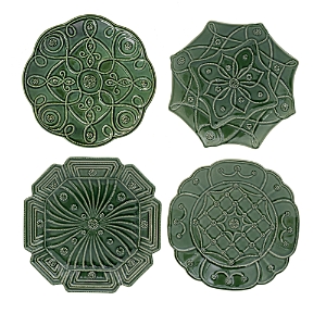 Juliska Veronica Beard Jardins Du Monde Assorted Green Party Plates, Set Of 4 In Medium Green