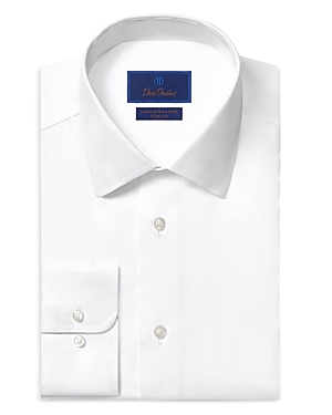 Shop David Donahue Trim Fit Twill Non Iron Dress Shirt In White/white