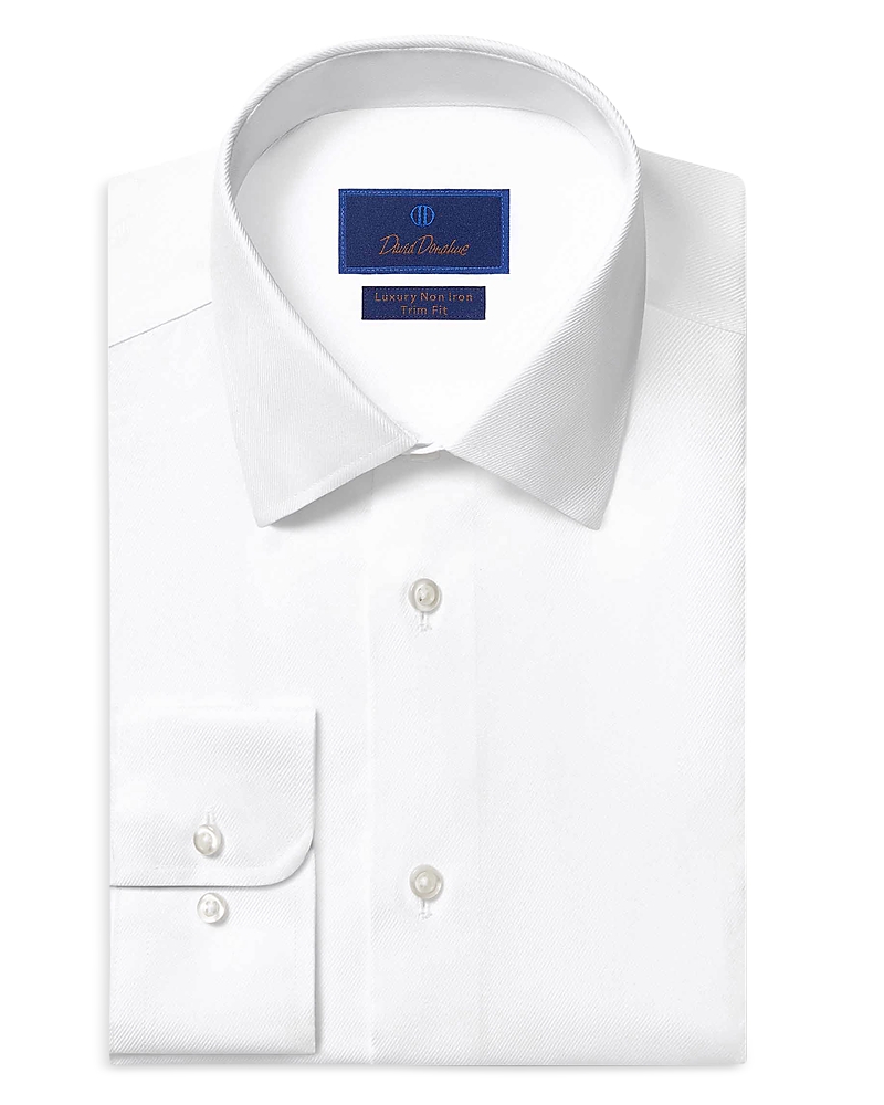David Donahue Trim Fit Twill Non Iron Dress Shirt