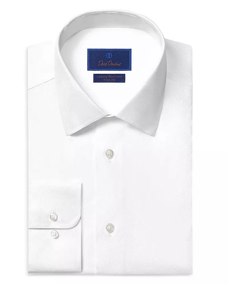 David Donahue Trim Fit Twill Non Iron Dress Shirt