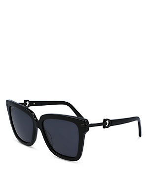 Shop Ferragamo Gancini Square Sunglasses, 57mm In Black/black Solid