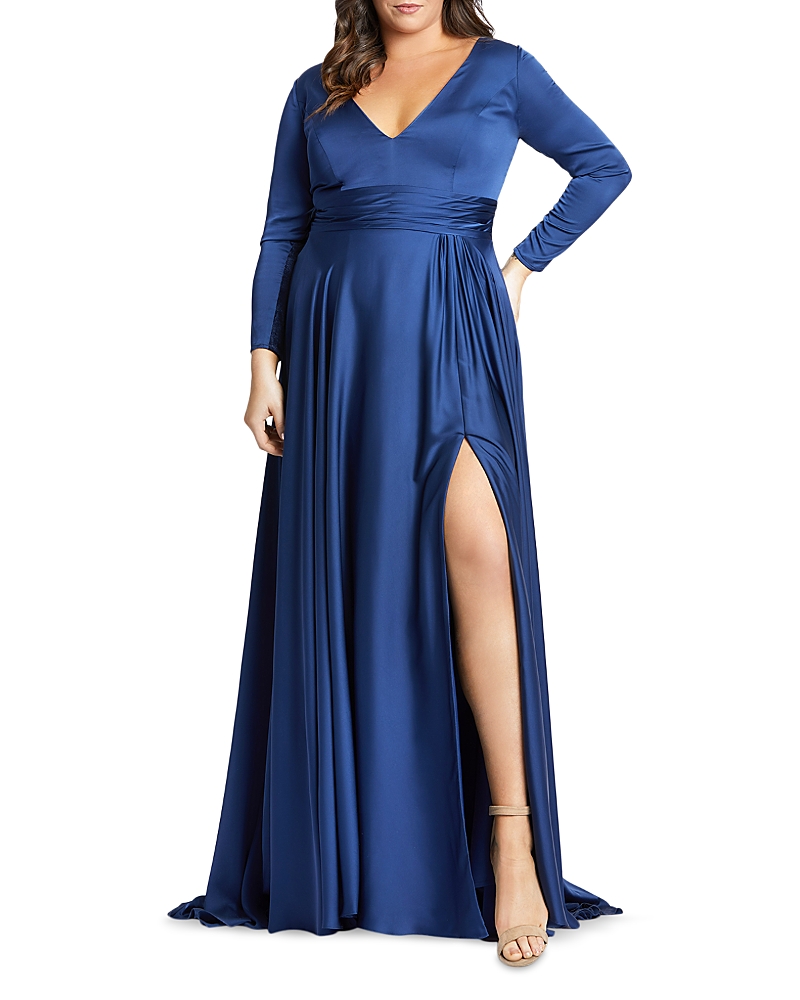 Mac Duggal Women's Satin Empire Waist Ballgown In Blue