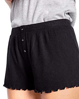 Pj Salvage Textured Essentials Ribbed Knit Shorts In Black