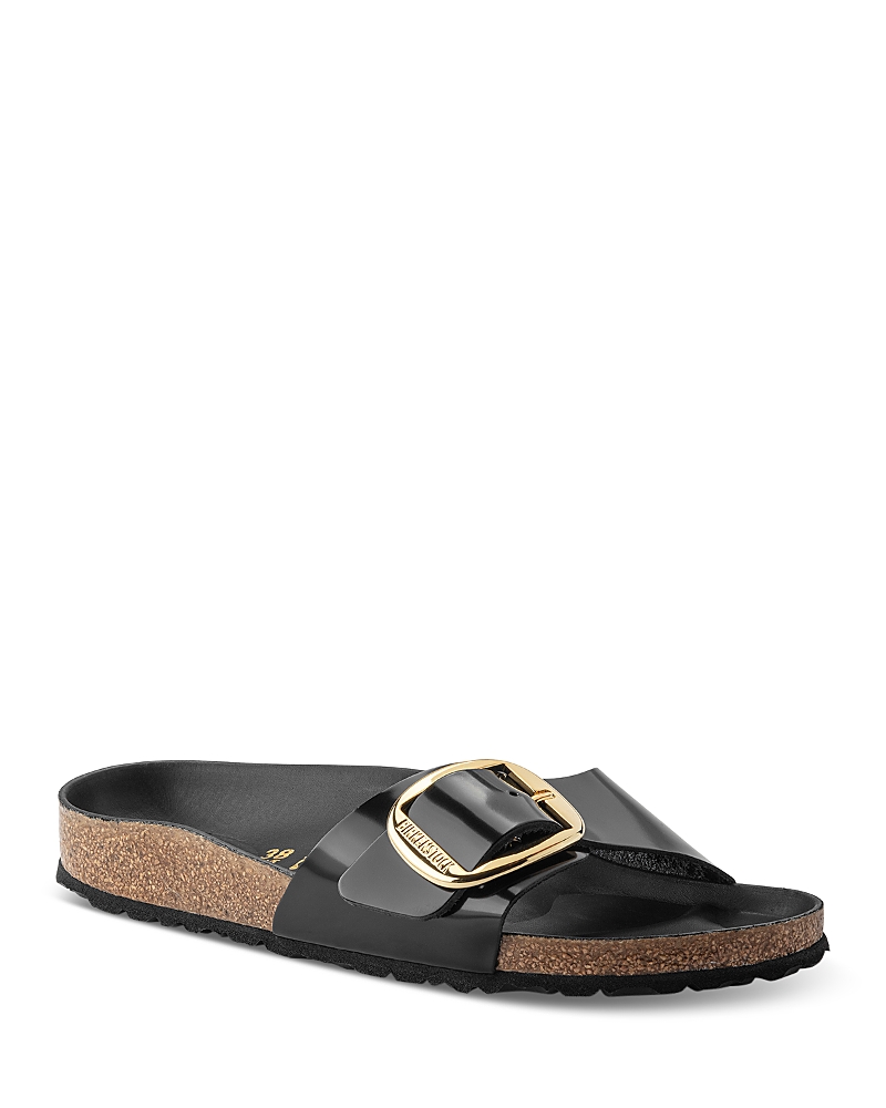Birkenstock Statement Metallic Buckle Sandals In Black