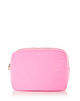 Royce New York Compact Leather Cosmetic Bag Blush Pink