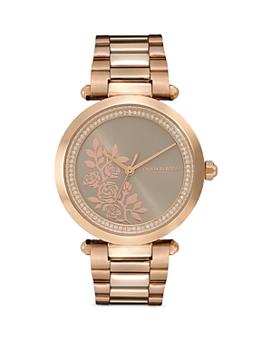 Shop Olivia Burton Signature Floral Watch, 34mm In Gray/gold