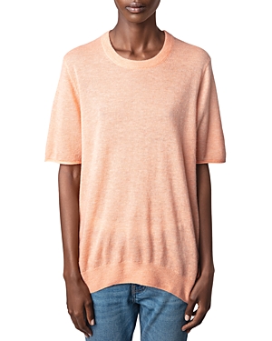 Zadig & Voltaire Ida Short Sleeve Cashmere Sweater In Corail