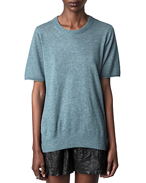 Zadig & Voltaire Ida Short Sleeve Cashmere Sweater In Nuage