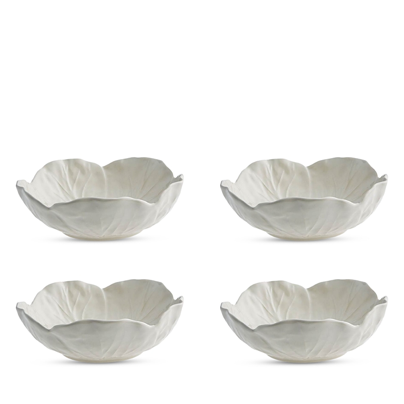 Bordallo Pinheiro Cabbage 4-piece Small Bowl Set In White