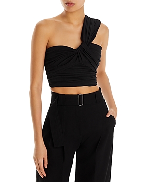 A.l.c Apollo Gathered One-shoulder Crop Top In Black