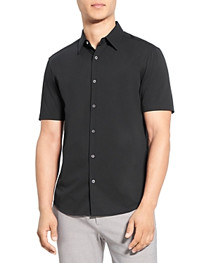 Shop Theory Irving Slim Fit Short Sleeve Shirt In Black
