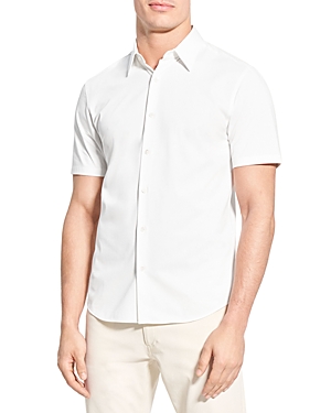 Shop Theory Irving Slim Fit Short Sleeve Shirt In White