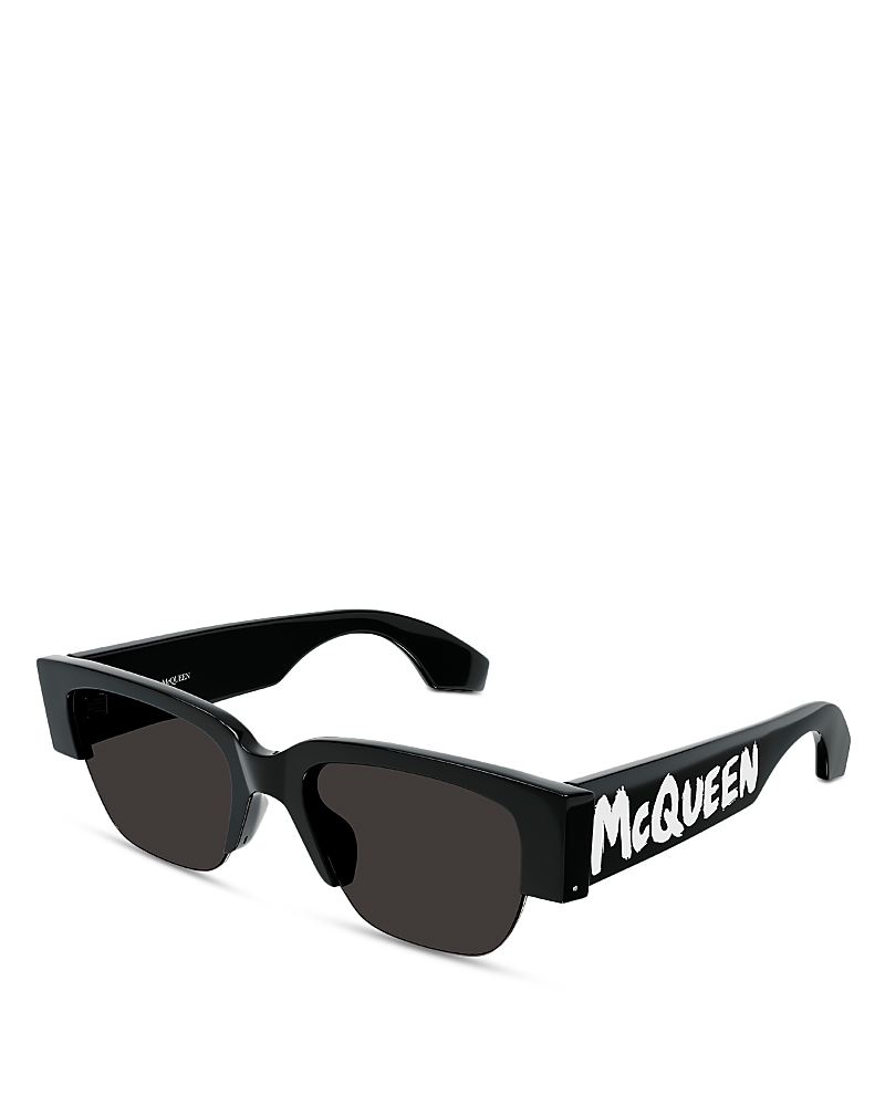 McQueen Graffiti Rectangular Sunglasses, 54mm