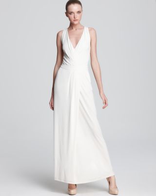 Alberta Ferretti - Plunging V Neck Maxi Dress