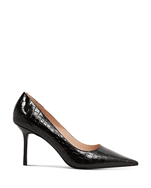 REISS ELINA EMBOSSED POINTED TOE PUMPS