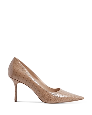 REISS ELINA EMBOSSED POINTED TOE PUMPS