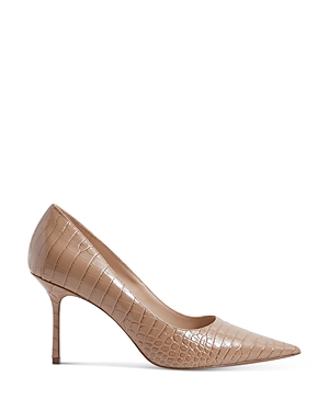 Reiss Elina Embossed Pointed Toe Pump In Camel