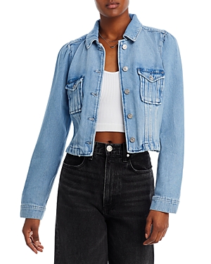 paige pacey cropped denim jacket in hyland