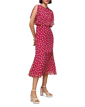 Shop Whistles Moon Spot Midi Dress In Pink/multi