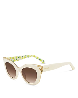 Kate Spade New York Marigold Cat Eye Sunglasses, 51mm In Ivory/brown Polarized Gradient
